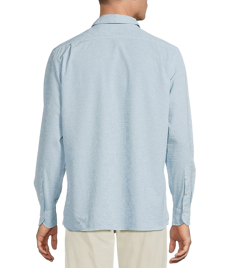 Cremieux Blue Label Performance BRRR Seersucker Card Print Long Sleeve Woven Shirt