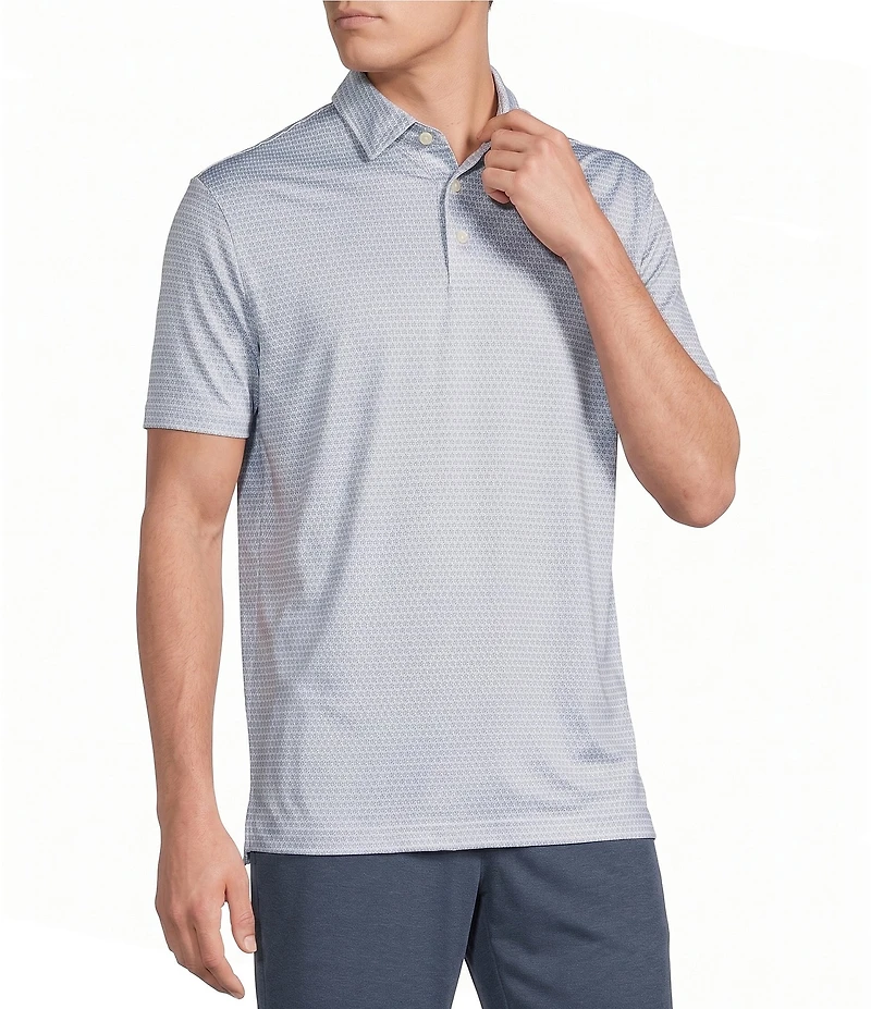 Cremieux Blue Label Performance Mini Diamond Medallion Print Short Sleeve Polo Shirt