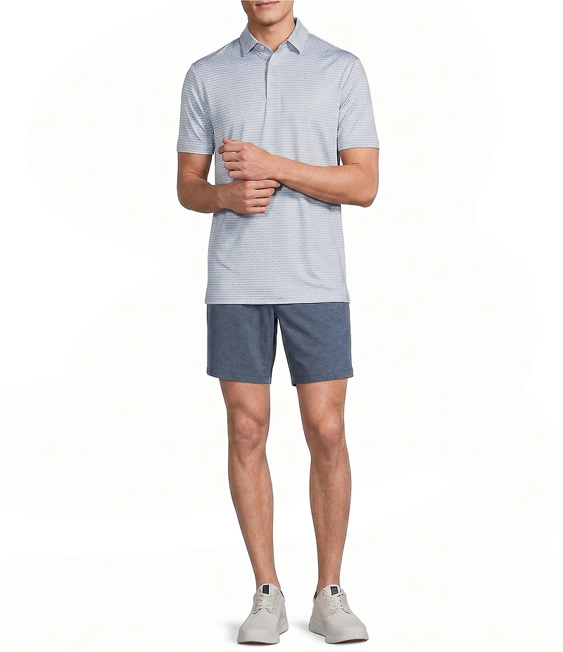 Cremieux Blue Label Performance Mini Diamond Medallion Print Short Sleeve Polo Shirt