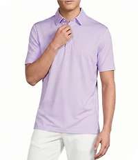 Cremieux Blue Label Performance Short Sleeve Hidden Button Down Diamond Geometric Polo Knit Shirt