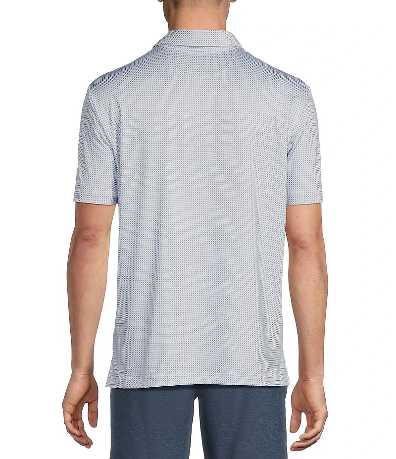 Cremieux Blue Label Performance Short Sleeve Hidden Button Down Geometric Knit Shirt
