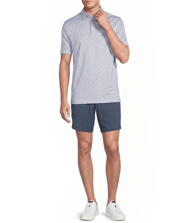 Cremieux Blue Label Performance Short Sleeve Hidden Button Down Geometric Knit Shirt