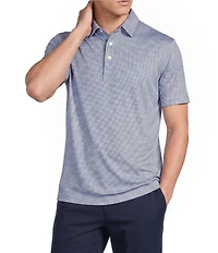 Cremieux Blue Label Performance Short Sleeve Hidden Button Down Geometric Knit Shirt