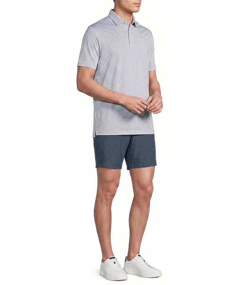 Cremieux Blue Label Performance Short Sleeve Hidden Button Down Interlaying Diamond Geometric Knit Shirt