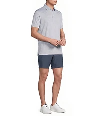 Cremieux Blue Label Performance Short Sleeve Hidden Button Down Interlaying Diamond Geometric Knit Shirt