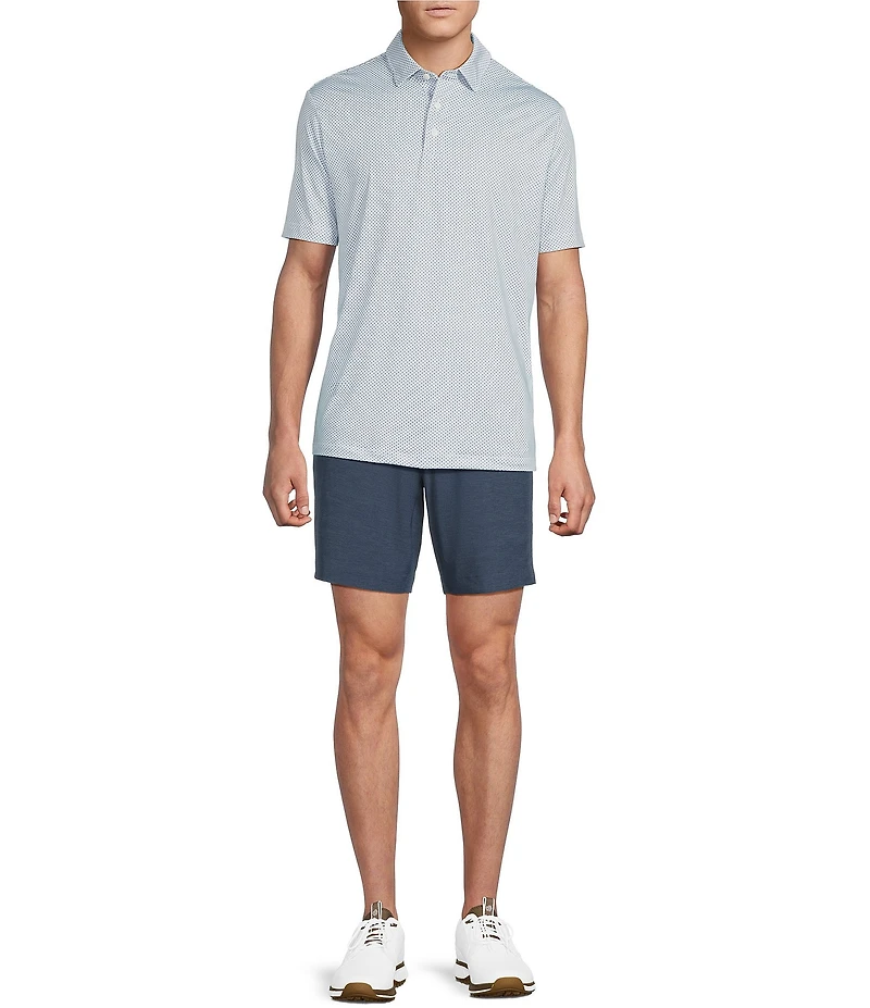 Cremieux Blue Label Performance Short Sleeve Hidden Button Down Interlaying Diamond Geometric Knit Shirt