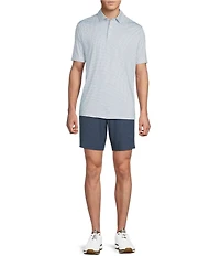 Cremieux Blue Label Performance Short Sleeve Hidden Button Down Interlaying Diamond Geometric Knit Shirt