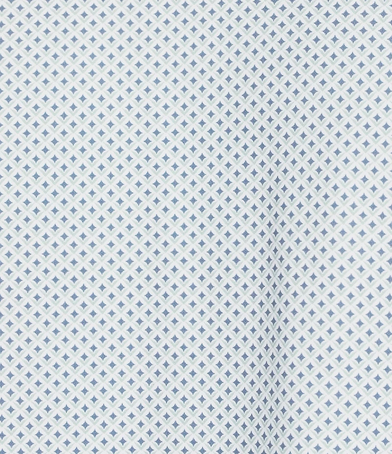 Cremieux Blue Label Performance Short Sleeve Hidden Button Down Interlaying Diamond Geometric Knit Shirt