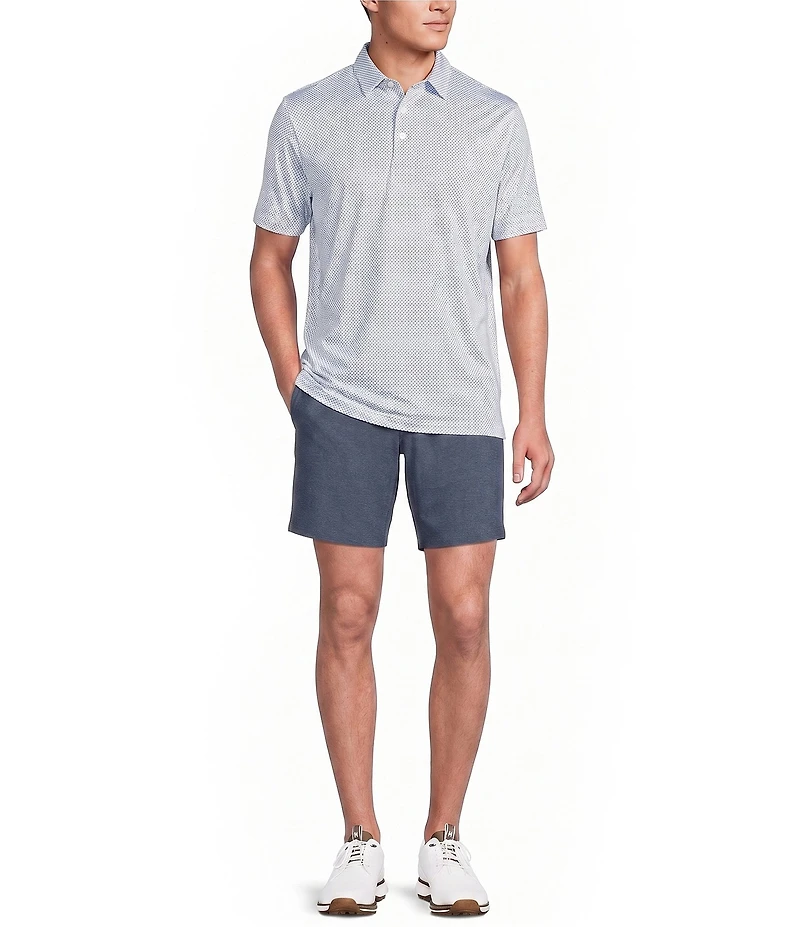 Cremieux Blue Label Performance Short Sleeve Hidden Button Down Interlaying Diamond Geometric Knit Shirt