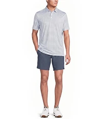 Cremieux Blue Label Performance Short Sleeve Hidden Button Down Interlaying Diamond Geometric Knit Shirt