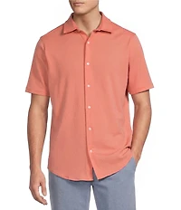 Cremieux Blue Label Performance Solid Seersucker Short Sleeve Coat Front Shirt