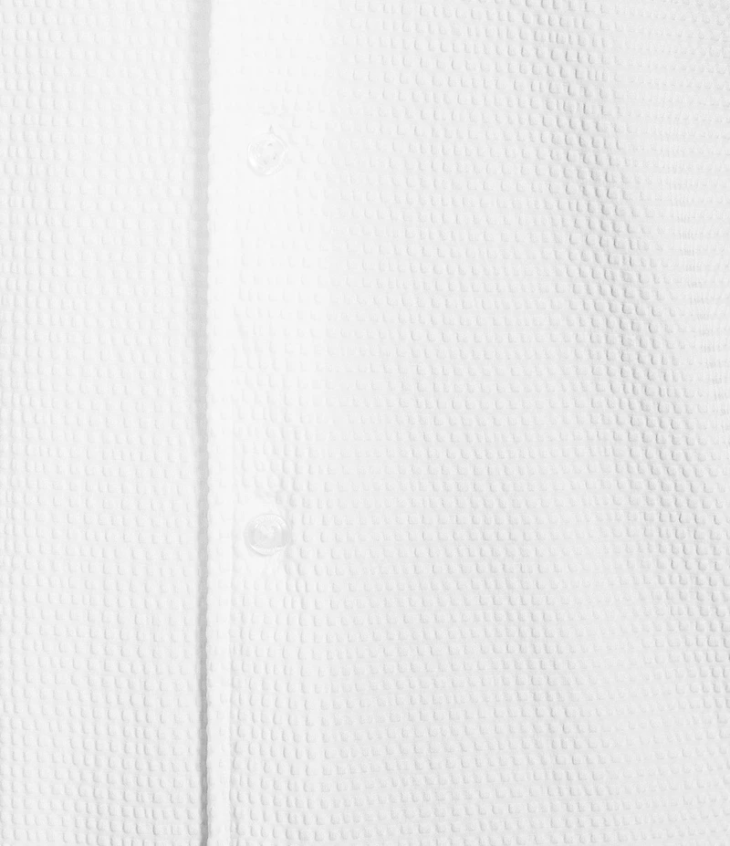 Cremieux Blue Label Performance Solid Seersucker Short Sleeve Coat Front Shirt