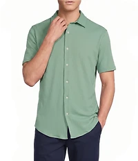 Cremieux Blue Label Performance Solid Seersucker Short Sleeve Coat Front Shirt