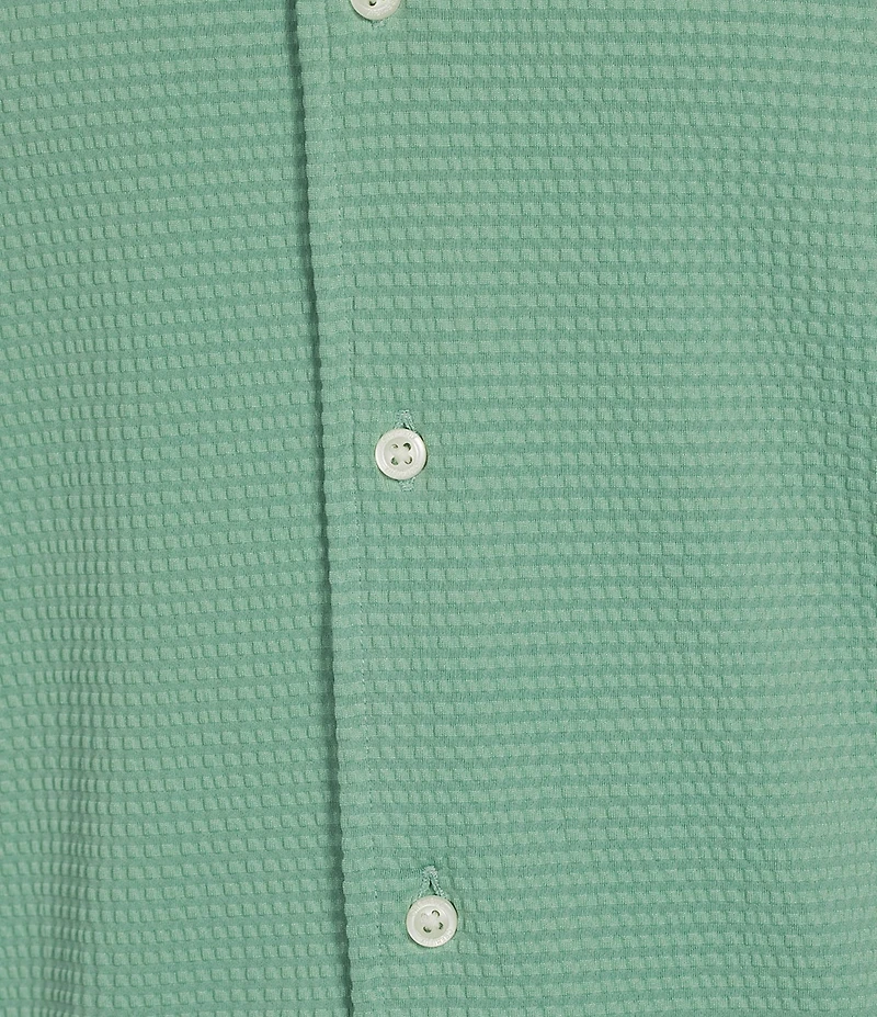 Cremieux Blue Label Performance Solid Seersucker Short Sleeve Coat Front Shirt