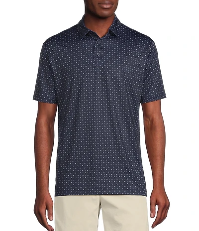 Cremieux Blue Label Performance Stretch Badminton Print Short Sleeve Polo Shirt