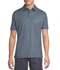 Cremieux Blue Label Performance Stretch Badminton Theme Print Short Sleeve Polo Shirt