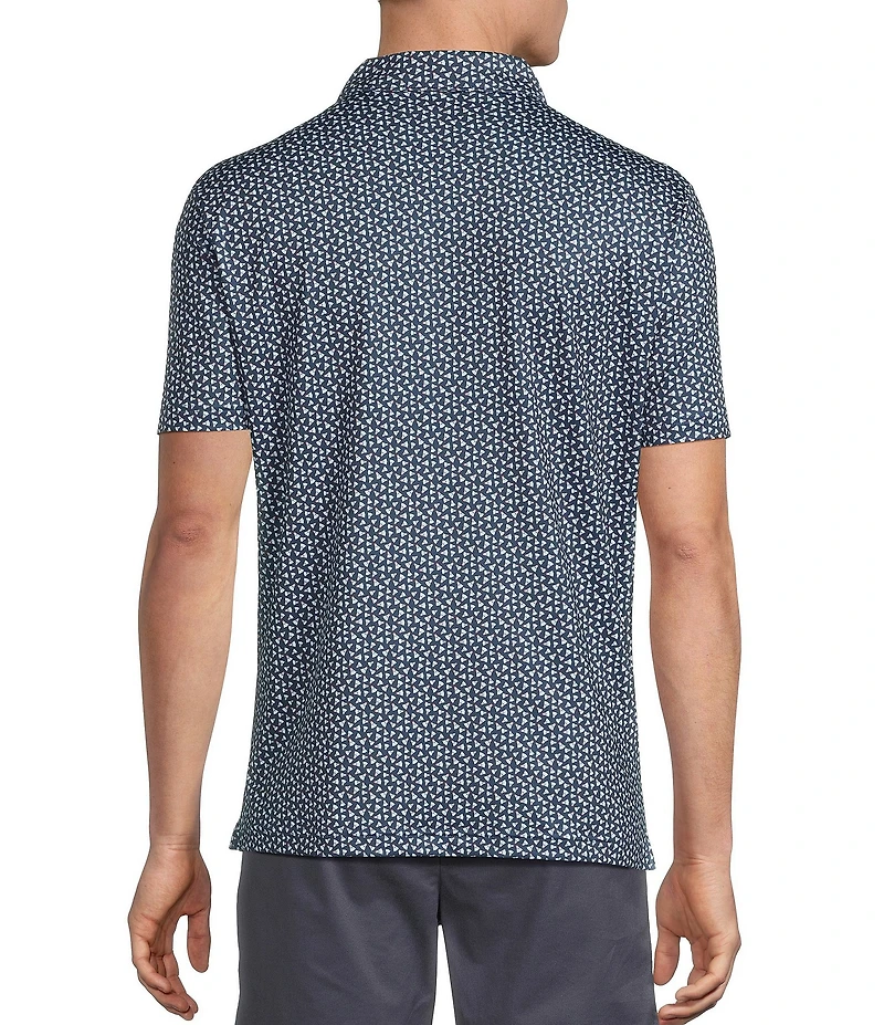 Cremieux Blue Label Performance Stretch Badminton Theme Print Short Sleeve Polo Shirt