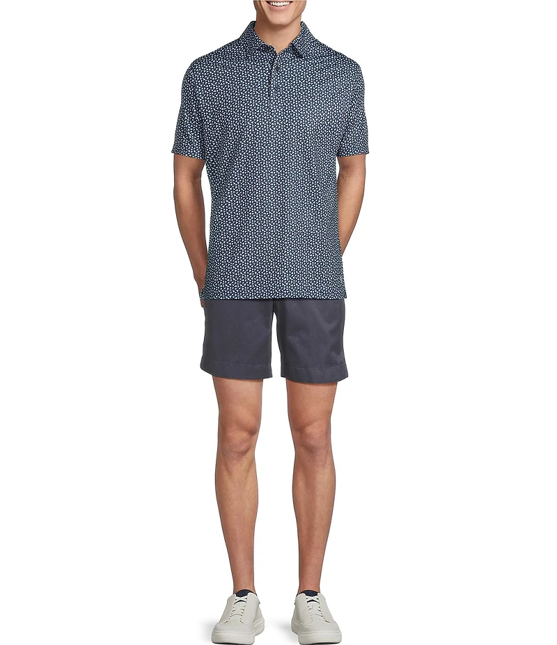 Cremieux Blue Label Performance Stretch Badminton Theme Print Short Sleeve Polo Shirt