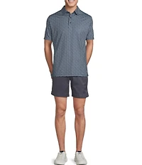 Cremieux Blue Label Performance Stretch Badminton Theme Print Short Sleeve Polo Shirt