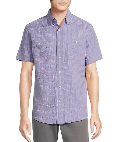 Cremieux Blue Label Performance Stretch Check Seersucker Short Sleeve Woven Shirt