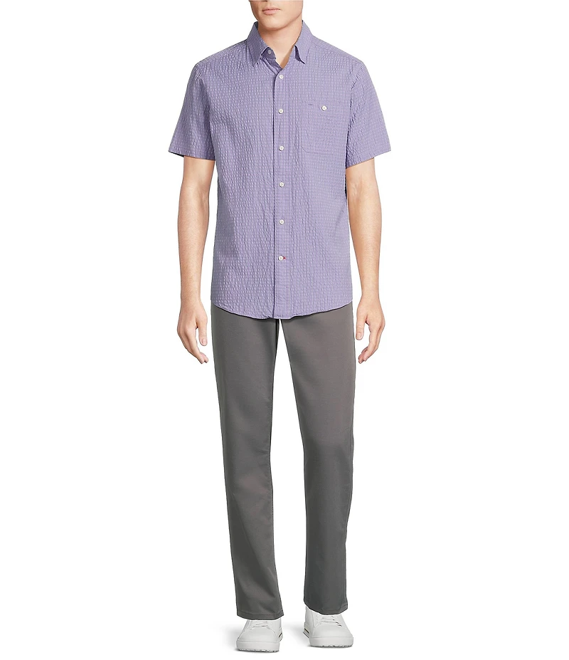 Cremieux Blue Label Performance Stretch Check Seersucker Short Sleeve Woven Shirt