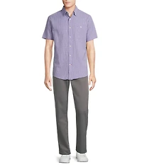 Cremieux Blue Label Performance Stretch Check Seersucker Short Sleeve Woven Shirt