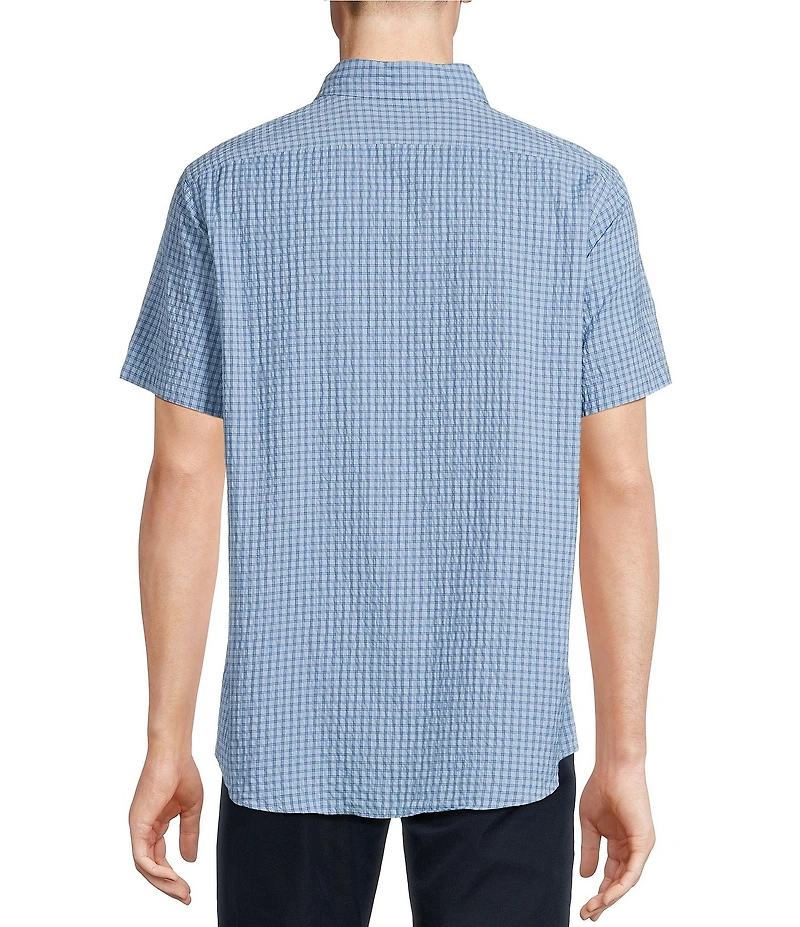 Cremieux Blue Label Performance Stretch Check Seersucker Short Sleeve Woven Shirt