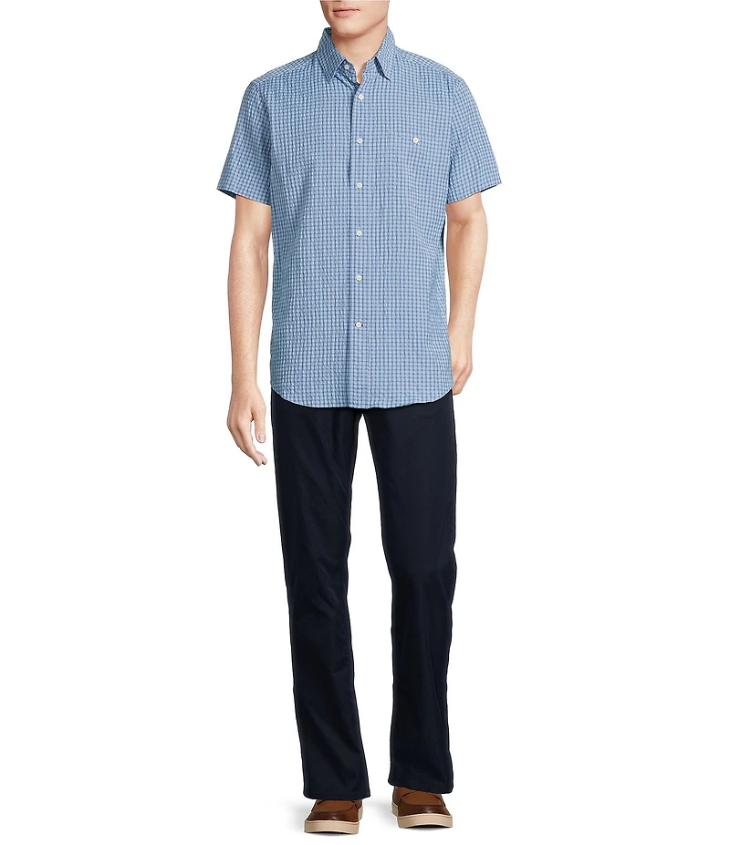 Cremieux Blue Label Performance Stretch Check Seersucker Short Sleeve Woven Shirt