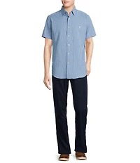 Cremieux Blue Label Performance Stretch Check Seersucker Short Sleeve Woven Shirt