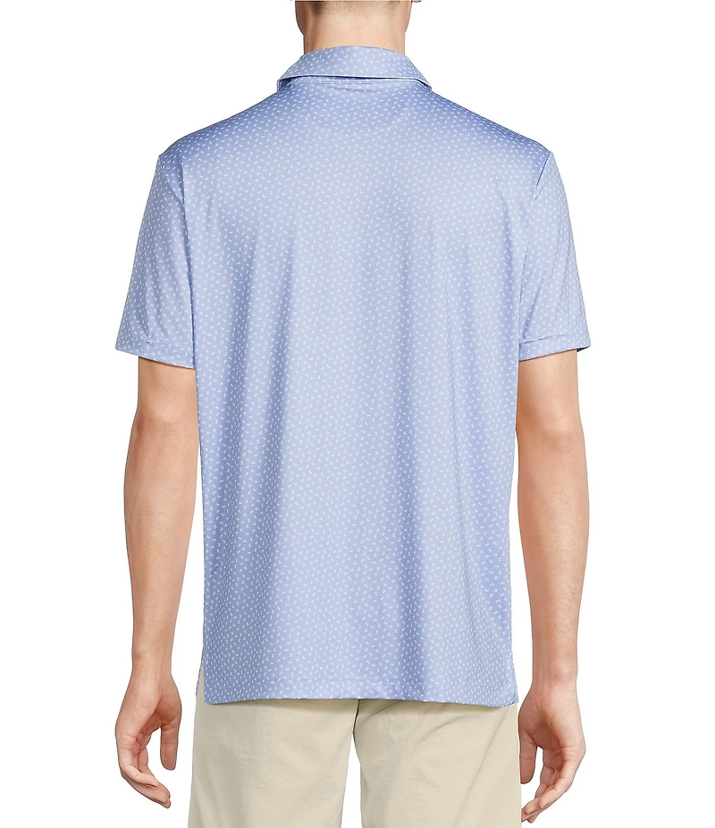Cremieux Blue Label Performance Stretch Crab Print Short Sleeve Polo Shirt