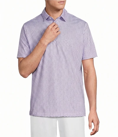 Cremieux Blue Label Performance Stretch Fish Print Short Sleeve Golf Polo Shirt