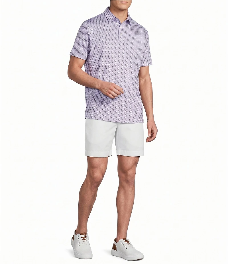 Cremieux Blue Label Performance Stretch Fish Print Short Sleeve Golf Polo Shirt