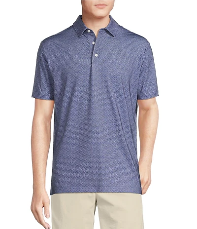 Cremieux Blue Label Performance Stretch Fish Printed Short Sleeve Polo Shirt
