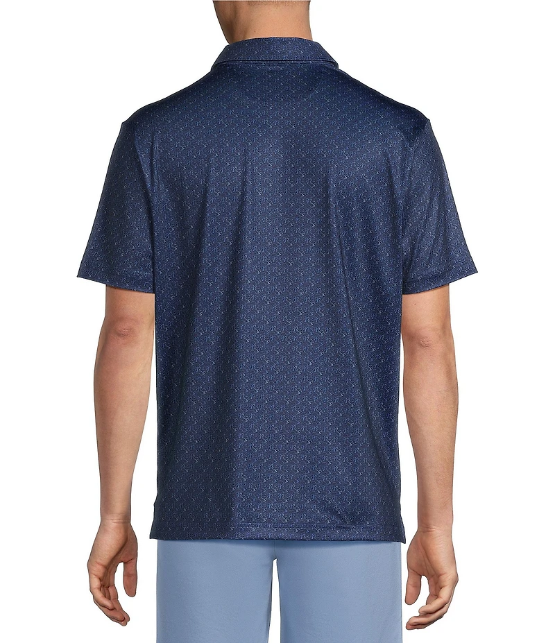 Cremieux Blue Label Performance Stretch Flamingo Print Short Sleeve Golf Polo Shirt