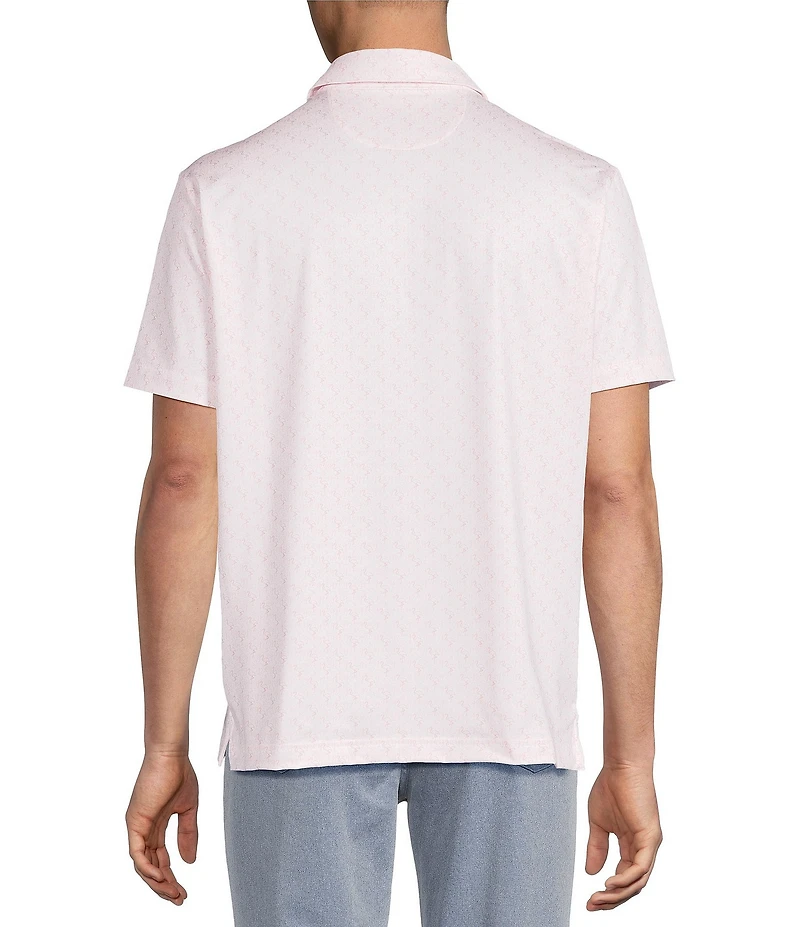 Cremieux Blue Label Performance Stretch Flamingo Print Short Sleeve Golf Polo Shirt