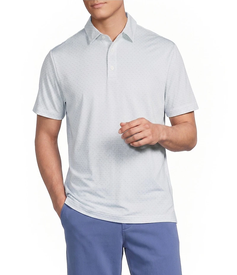 Cremieux Blue Label Performance Stretch Geo Print Short Sleeve Golf Polo Shirt