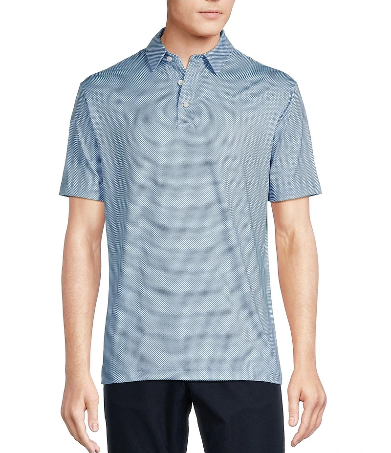 Cremieux Blue Label Performance Stretch Geo Print Short Sleeve Golf Polo Shirt