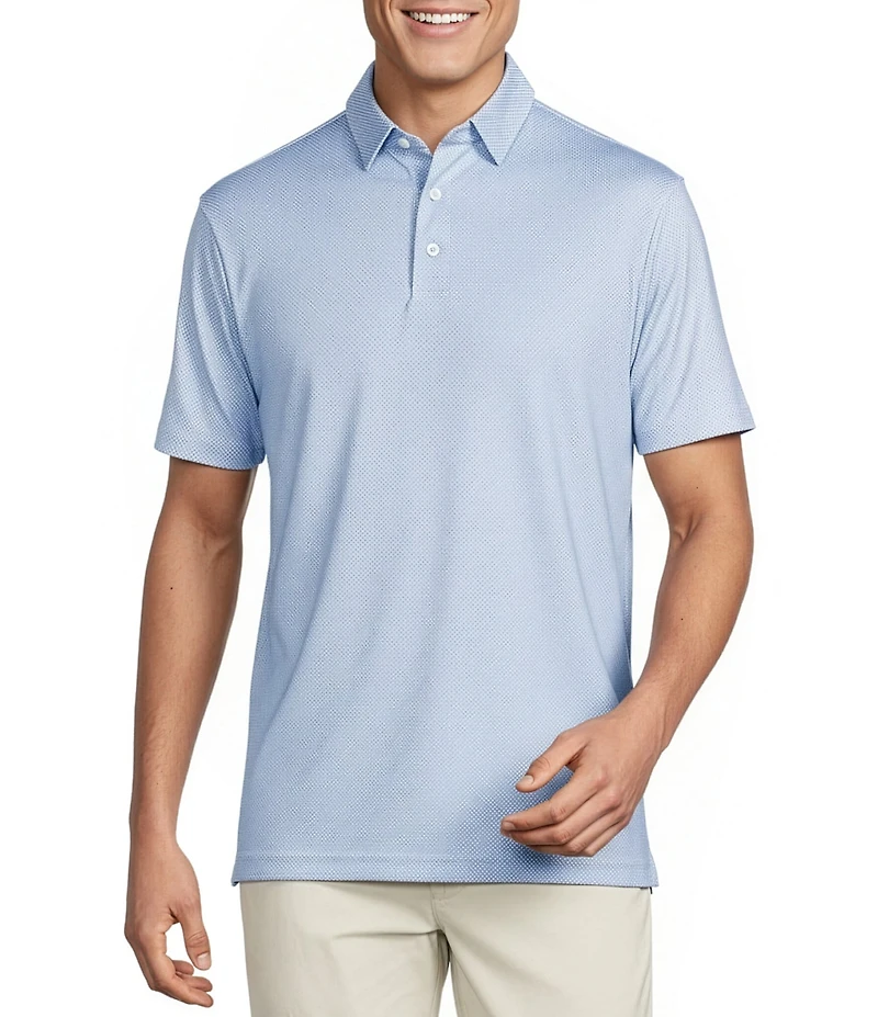 Cremieux Blue Label Performance Stretch Geo Print Short Sleeve Polo Shirt