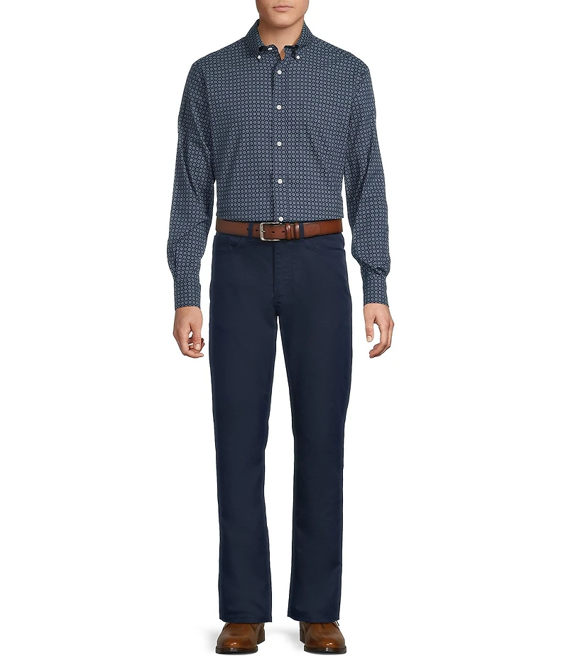 Cremieux Blue Label Performance Stretch Geo Print Twill Long Sleeve Woven Shirt