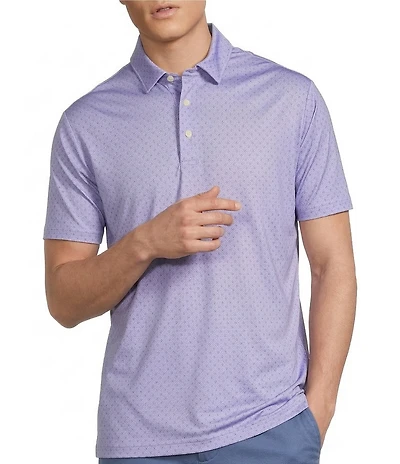 Cremieux Blue Label Performance Stretch Geometric Print Short Sleeve Polo Shirt
