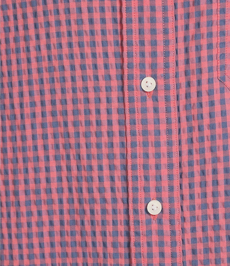 Cremieux Blue Label Performance Stretch Gingham Seersucker Short Sleeve Woven Shirt