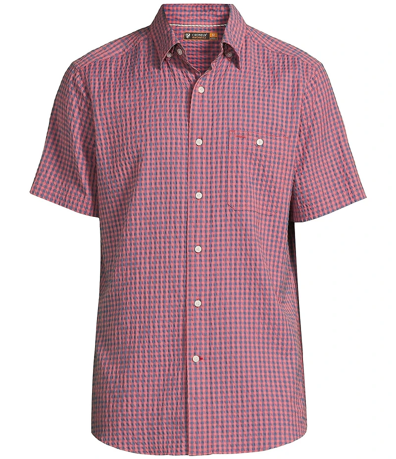 Cremieux Blue Label Performance Stretch Gingham Seersucker Short Sleeve Woven Shirt