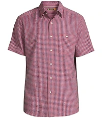 Cremieux Blue Label Performance Stretch Gingham Seersucker Short Sleeve Woven Shirt