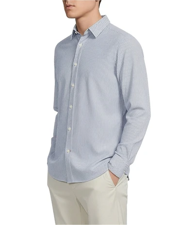 Cremieux Blue Label Performance Stretch Seersucker Stripe Long Sleeve Woven Shirt
