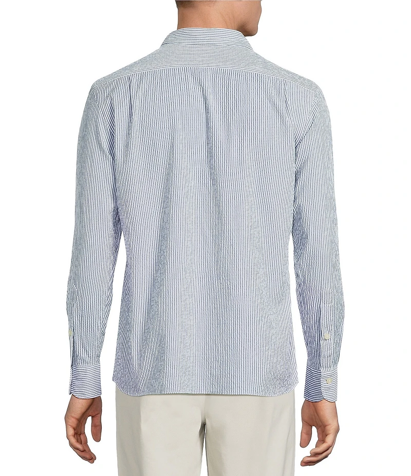 Cremieux Blue Label Performance Stretch Seersucker Stripe Long Sleeve Woven Shirt