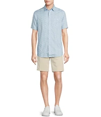 Cremieux Blue Label Performance Stretch Shark Print Short Sleeve Woven Shirt
