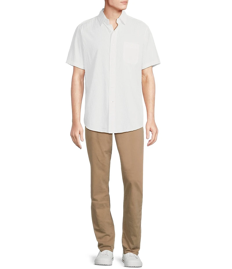 Cremieux Blue Label Performance Stretch Solid Seersucker Short Sleeve Woven Shirt