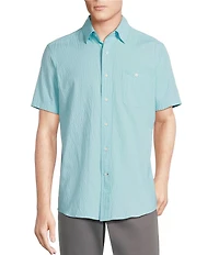 Cremieux Blue Label Performance Stretch Solid Seersucker Short Sleeve Woven Shirt