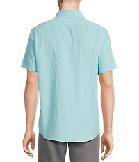 Cremieux Blue Label Performance Stretch Solid Seersucker Short Sleeve Woven Shirt
