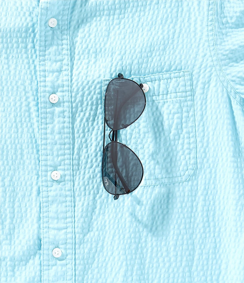 Cremieux Blue Label Performance Stretch Solid Seersucker Short Sleeve Woven Shirt